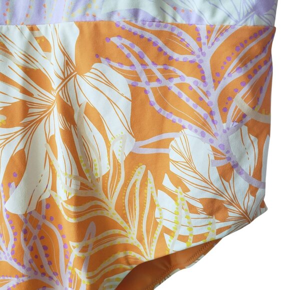 NEW Calia Palm Lavender Orange One Piece Long Sleeve Tummy Control Swim Suit - Picture 10 of 15